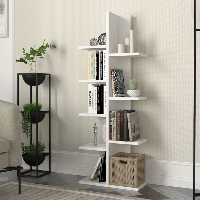 Tree Megapap melamine bookcase in white color 45x21,4x113cm.