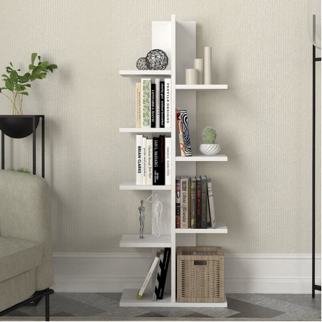 Βιβλιοθήκη Tree Megapap χρώμα λευκό 45x21,4x121,8εκ.