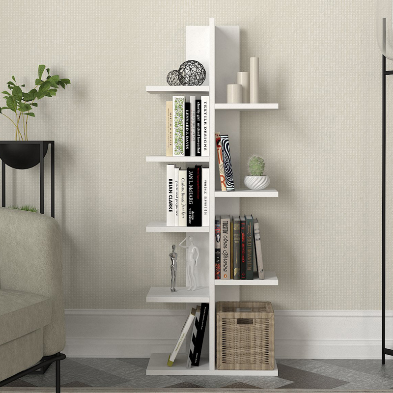 Tree Megapap melamine bookcase in white color 45x21,4x113cm.