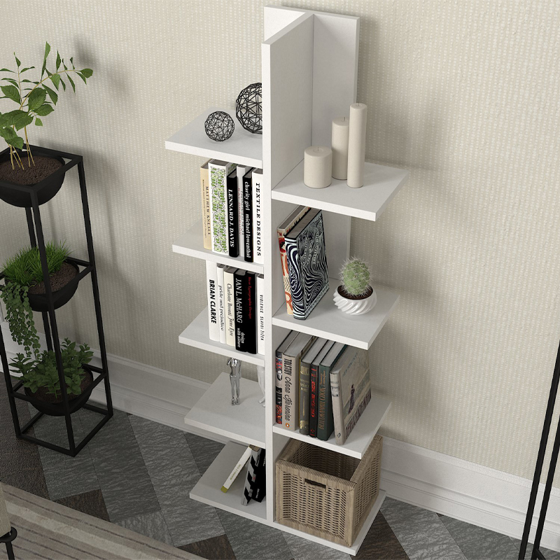 Tree Megapap melamine bookcase in white color 45x21,4x113cm.