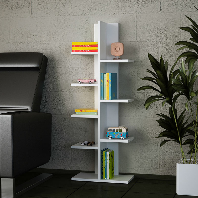 Tree Megapap melamine bookcase in white color 45x21,4x113cm.