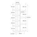 Tree Megapap melamine bookcase in white color 45x21,4x113cm.