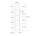 Tree Megapap melamine bookcase in sapphire oak color 45x21,4x121,8cm.