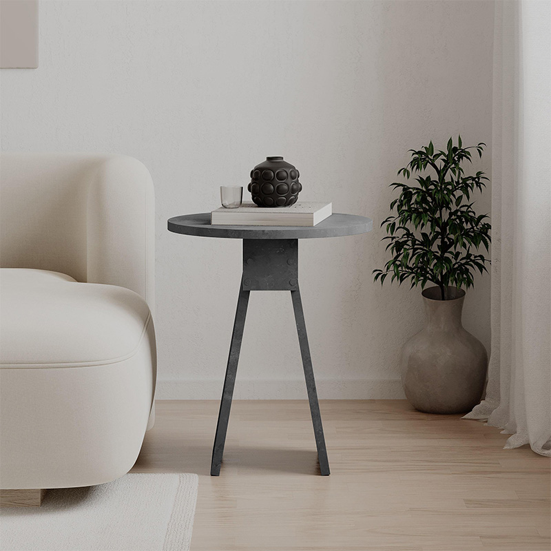 Chen Megapap melamine side table in retro grey color Φ42x50cm.