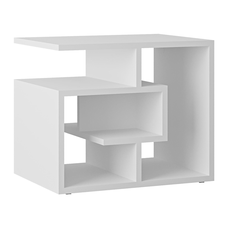 Labirent Megapap melamine side table in white color 54x40x45cm.