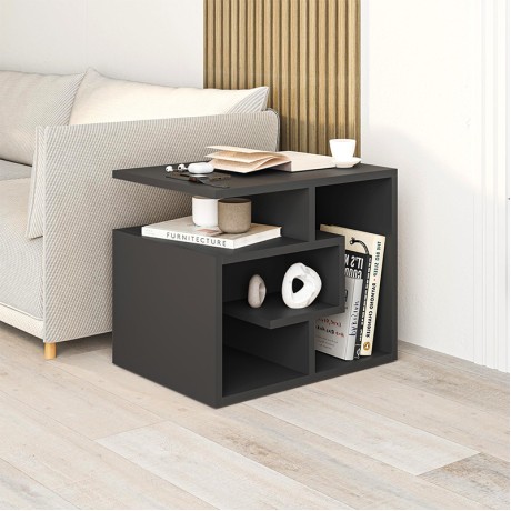 Τραπεζάκι βοηθητικό Labirent Megapap χρώμα ανθρακί 54x40x45εκ.