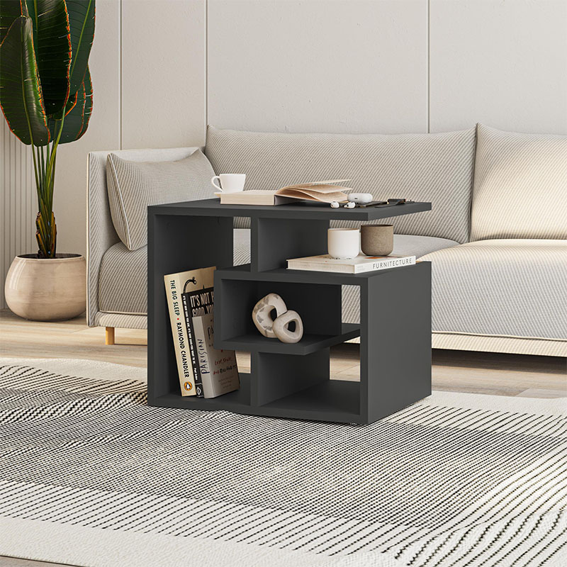 Βοηθητικό τραπεζάκι Labirent Megapap χρώμα ανθρακί 54x40x45εκ.