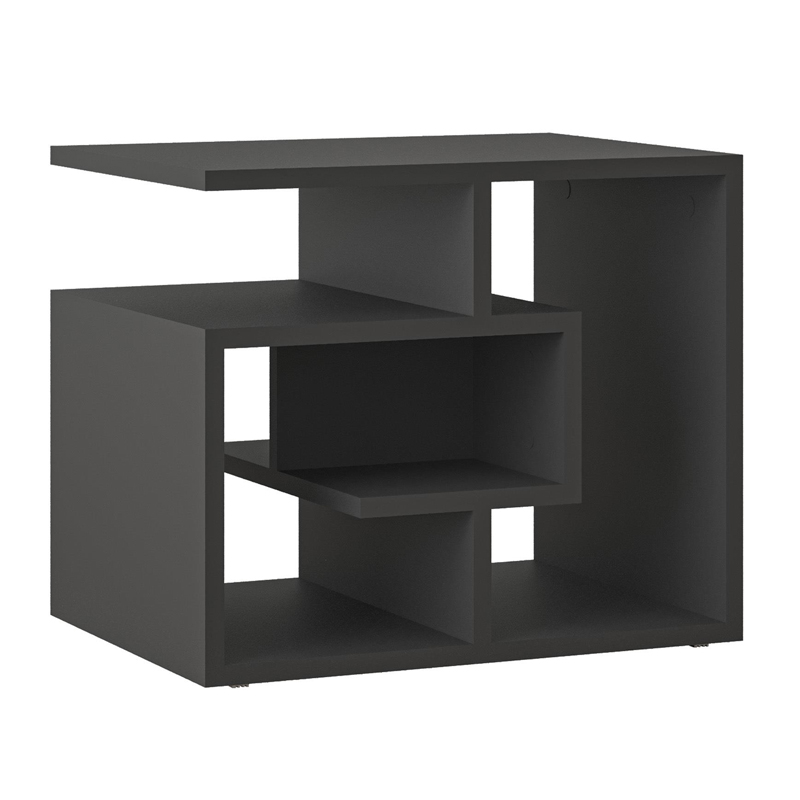 Βοηθητικό τραπεζάκι Labirent Megapap χρώμα ανθρακί 54x40x45εκ.