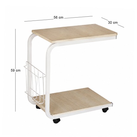 Βοηθητικό τραπεζάκι Lap χρώμα λευκό - maple 56x30x59εκ.
