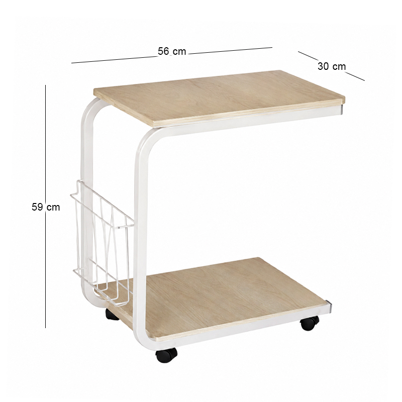 LAP Side Table 51x30x56cm Steel White/Maple