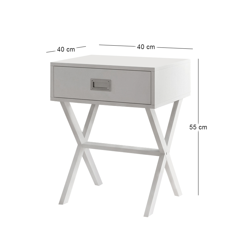 WICK Κομοδίνο Άσπρο Λάκα MDF
