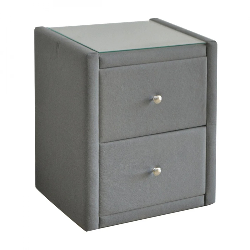 WILTON Bedside (with glass) 46x41x57cm Fabric Grey