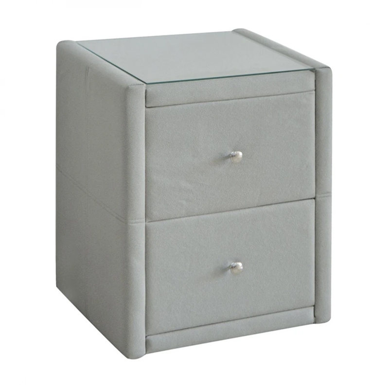 WILTON Bedside (with glass) 46x41x57cm Fabric Grey Stone