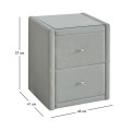 WILTON Bedside (with glass) 46x41x57cm Fabric Grey Stone