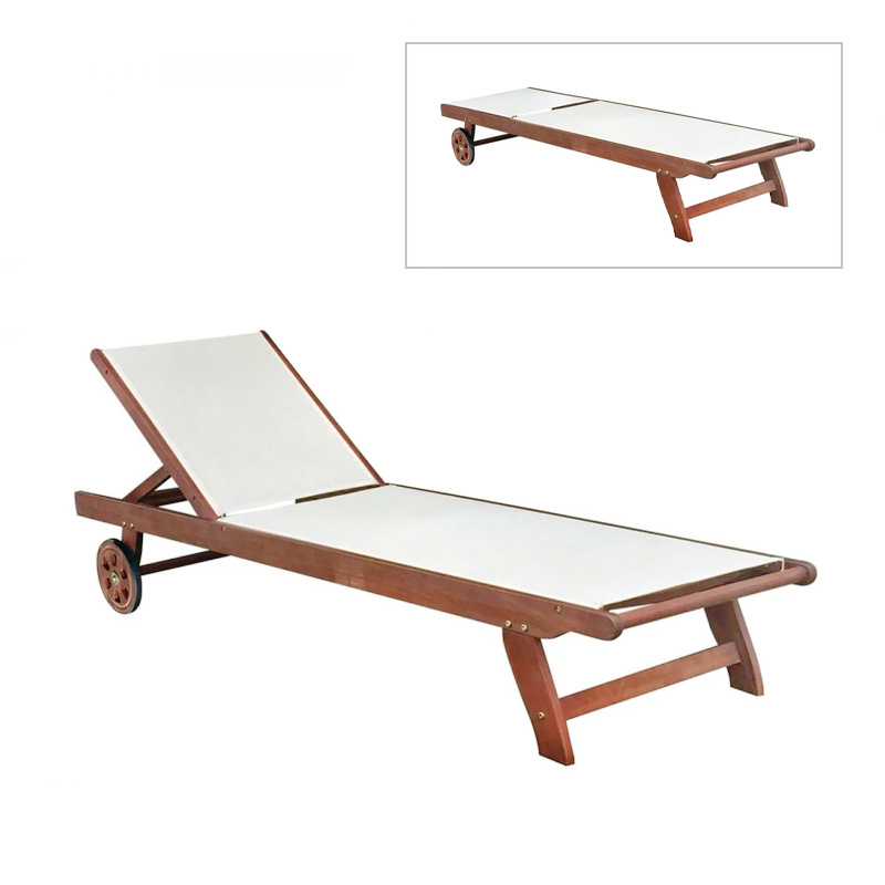 CRICKET Lounger Acacia/Textilene White