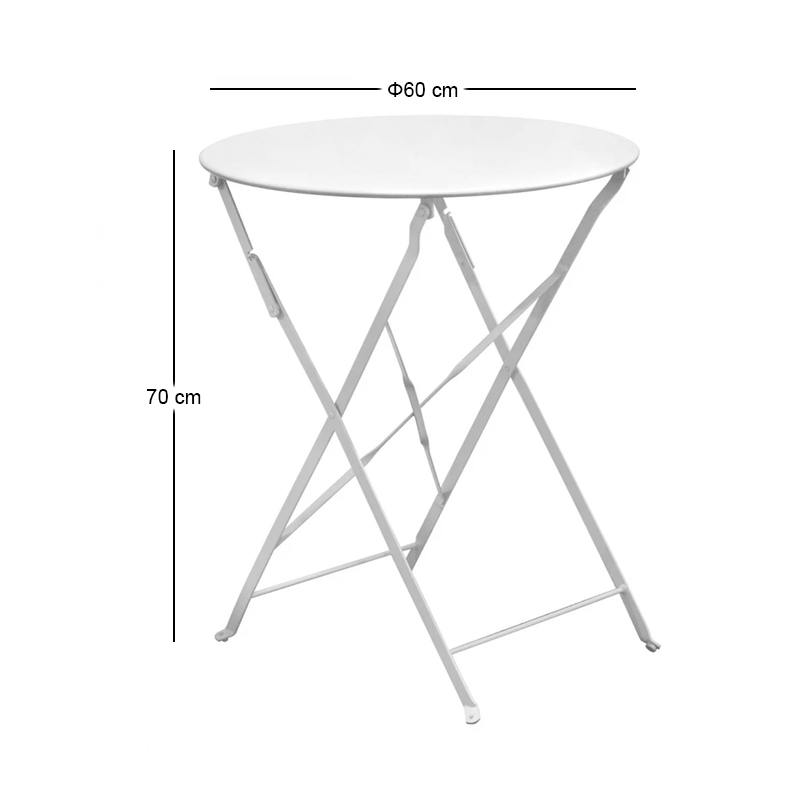 ZAPPEIOU Pantone Folding Table D.60cm Metal White