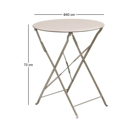 ZAPPEIOU Pantone Folding Table D.60cm Metal Beige 14-1212