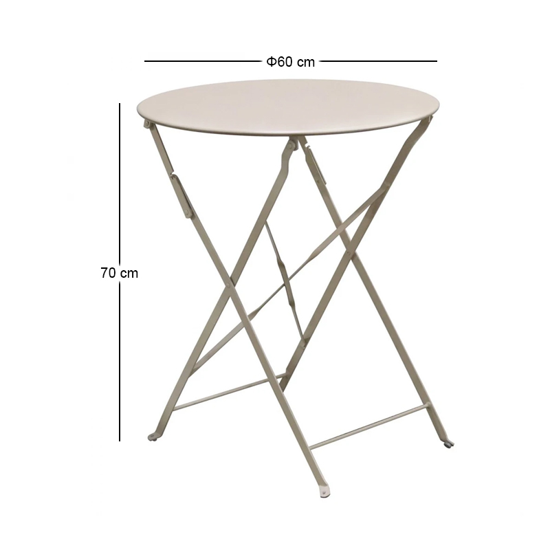 ZAPPEIOU Pantone Folding Table D.60cm Metal Beige 14-1212