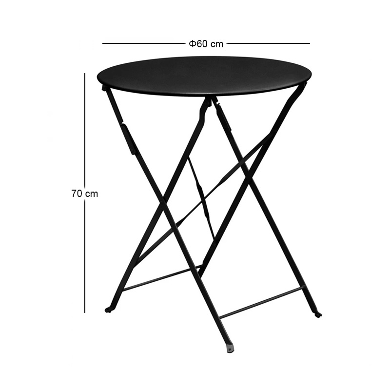 ZAPPEIOU Pantone Folding Table D.60cm Metal Black