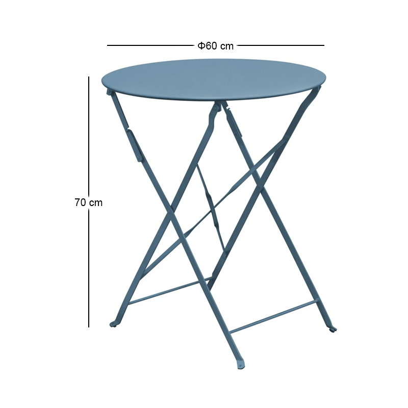 ZAPPEIOU Pantone Folding Table D.60cm Metal Sandy Blue 5415C