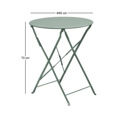 ZAPPEIOU Pantone Folding Table D.60cm Metal Sandy Green 5635C