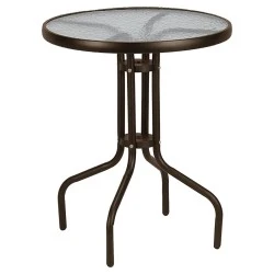 Metal garden table in brown with safety glass Ø70x72cm Metal garden table in brown with safety glass Ø70x72cm