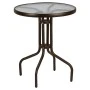 Metal garden table in brown with safety glass Ø70x72cm
