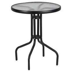 Metal garden table in black with safety glass Ø70x72cm Metal garden table in black with safety glass Ø70x72cm