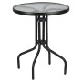 Metal garden table in black with safety glass Ø70x72cm