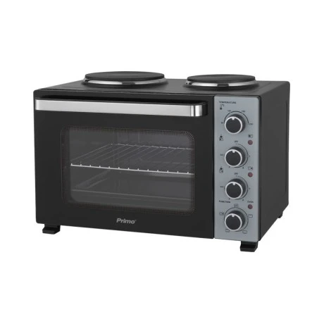 Ηλεκτρικό φουρνάκι με 2 εστίες PREO-40589 PRIMO 35L 3000W Γυάλινη πρόσοψη Μαύρο/Ασημί