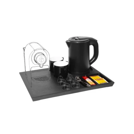 Ξενοδοχειακό σετ καλωσορίσματος PRWT-50086 Primo 0.8L 1200W με Ανοξείδωτο Cool touch Μαύρο βραστήρα &amp; Βάση μελαμίνης