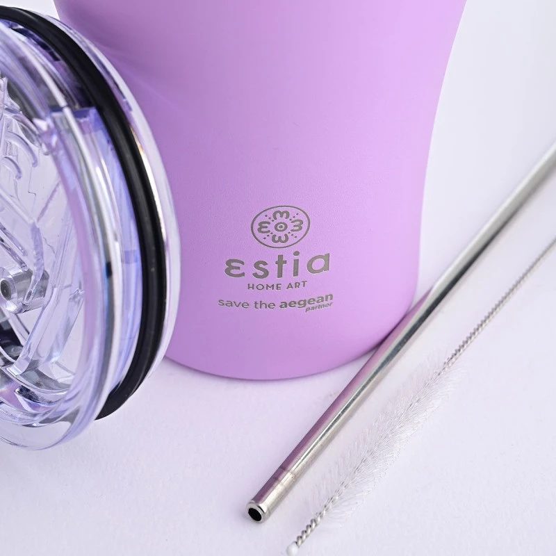 INSULATED COFFEE MUG SAVE THE AEGEAN 350ml LAVENDER PURPLE