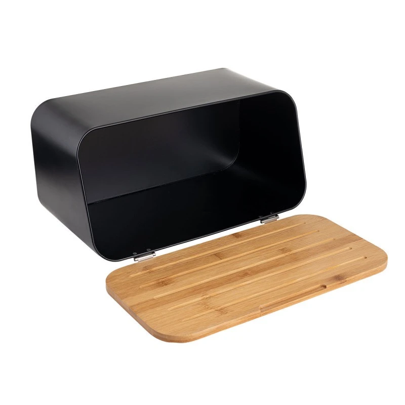 BREAD BOX BAMBOO ESSENTIALS METALLIC  34.5x19x17cm WITH LID BLACK