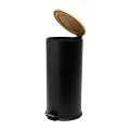 KITCHEN TRASH CAN SOFT CLOSE BAMBOO ESSENTIALS 30lt MATTE BLACK
