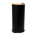 KITCHEN TRASH CAN SOFT CLOSE BAMBOO ESSENTIALS 30lt MATTE BLACK