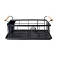 DISH RACK BAMBOO ESSENTIALS METALLIC WITH HANDLES 44x32x20cm BLACK