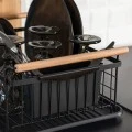 DISH RACK BAMBOO ESSENTIALS METALLIC WITH HANDLES 44x32x20cm BLACK