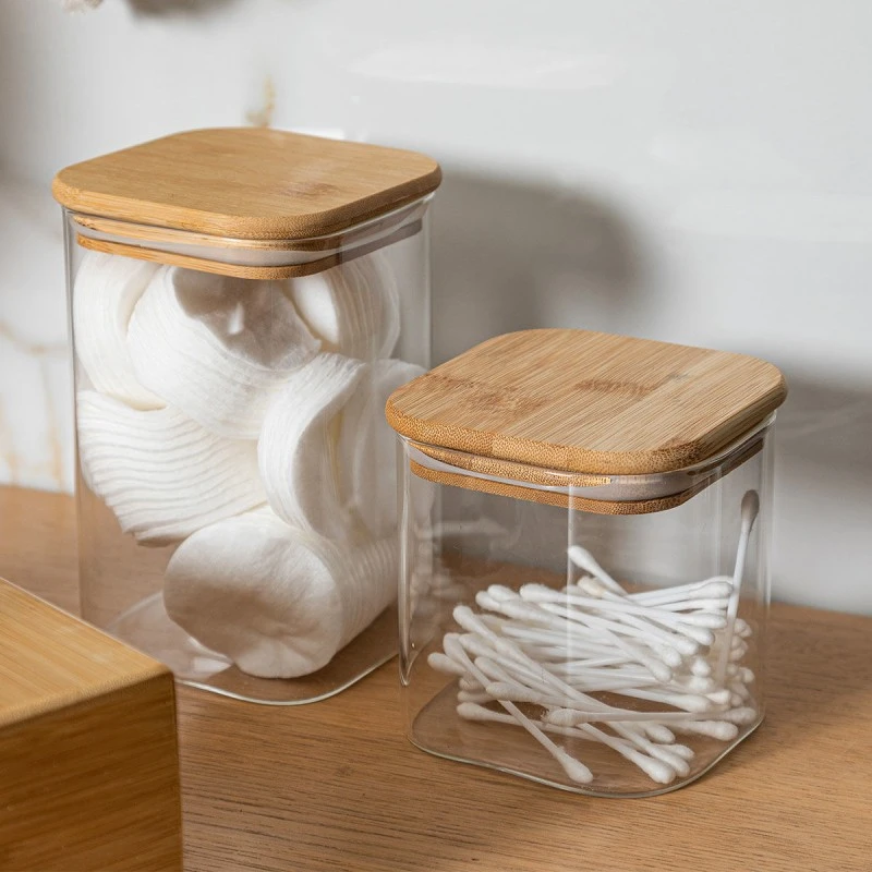 STORAGE CONTAINER BAMBOO ESSENTIALS 550ml BOROSILICATE GLASS WITH LID