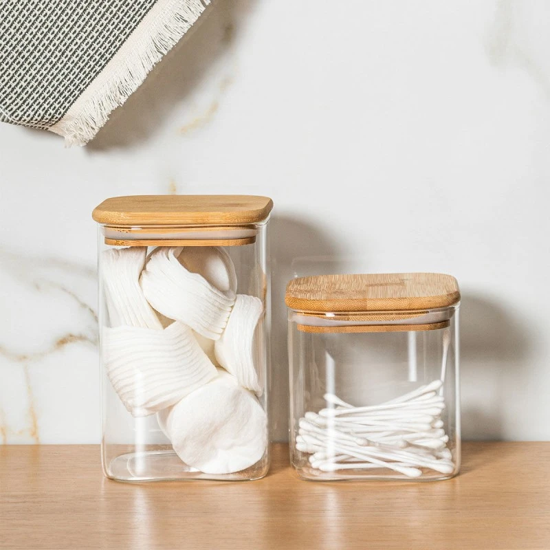 STORAGE CONTAINER BAMBOO ESSENTIALS 550ml BOROSILICATE GLASS WITH LID