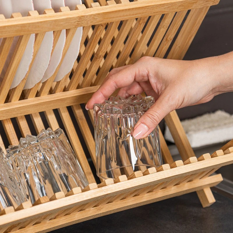 DISH RACK BAMBOO ESSENTIALS FOLDABLE 42x27.5x38cm 2-TIER