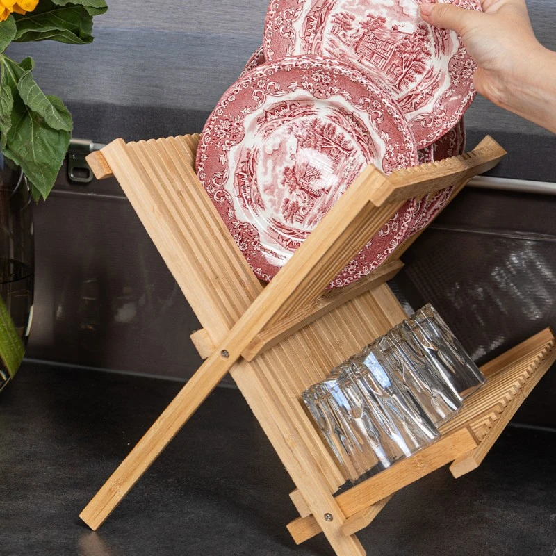 DISH RACK BAMBOO ESSENTIALS FOLDABLE 42x27.5x38cm 2-TIER