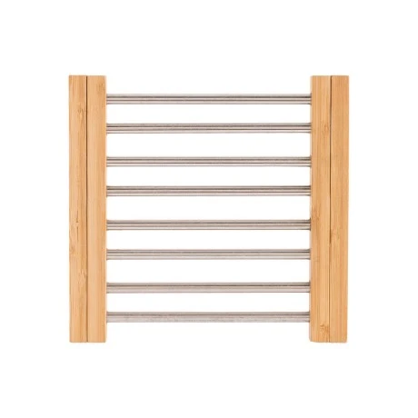 ESTIA ΒΑΣΗ ΜΑΓΕΙΡΙΚΟΥ ΣΚΕΥΟΥΣ BAMBOO ESSENTIALS ME ΑΝΟΞΕΙΔΩΤΟ ΑΤΣΑΛΙ ΠΤΥΣΣΟΜΕΝΗ 22x21.3x2.2cm