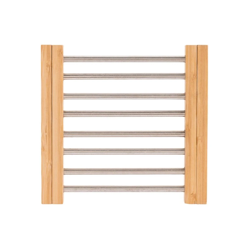 ESTIA ΒΑΣΗ ΜΑΓΕΙΡΙΚΟΥ ΣΚΕΥΟΥΣ BAMBOO ESSENTIALS ME ΑΝΟΞΕΙΔΩΤΟ ΑΤΣΑΛΙ ΠΤΥΣΣΟΜΕΝΗ 22x21.3x2.2cm