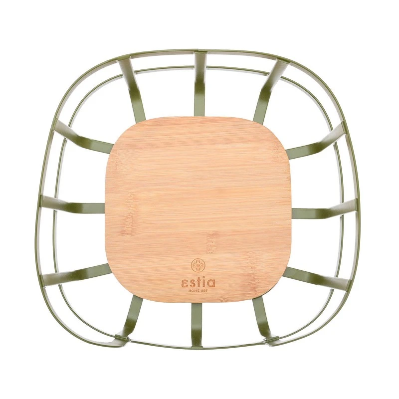 FRUIT BOWL BAMBOO ESSENTIALS METALLIC 24x24x12.7cm OLIVE