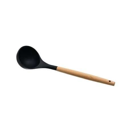 SOUP LADLE BAMBOO ESSENTIALS SILICONE BLACK