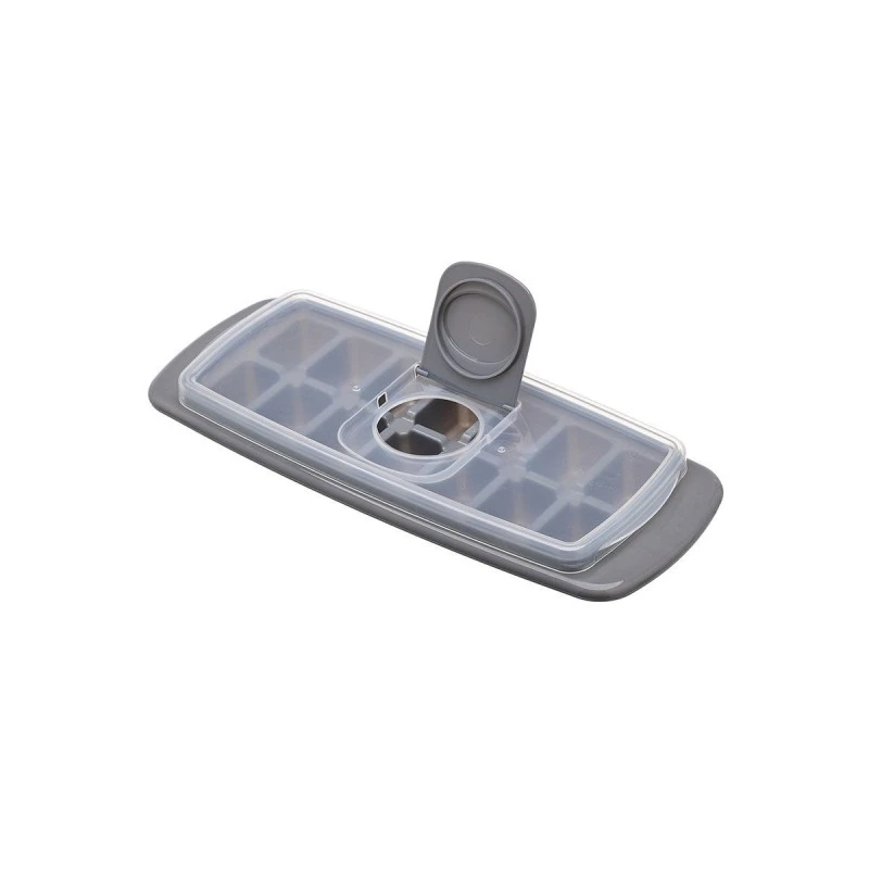 ICE-CUBE TRAY PLASTIC 14 CASES WITH LID GREY