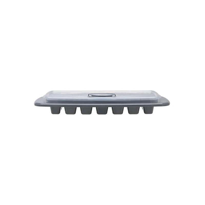 ICE-CUBE TRAY PLASTIC 14 CASES WITH LID GREY