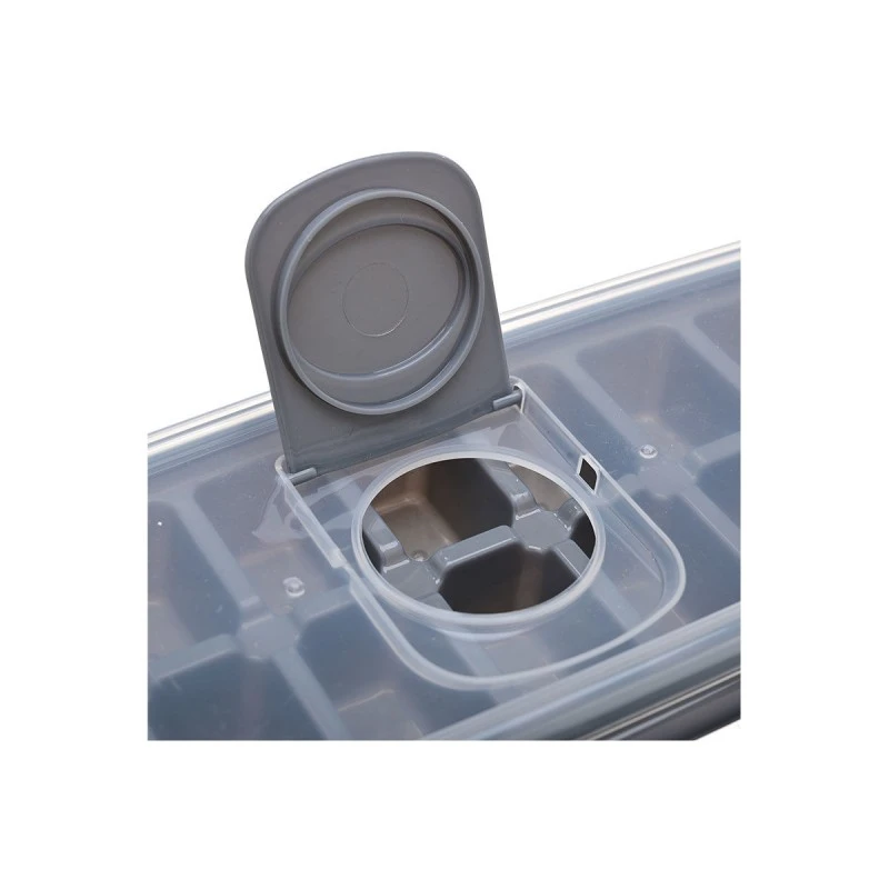 ICE-CUBE TRAY PLASTIC 14 CASES WITH LID GREY