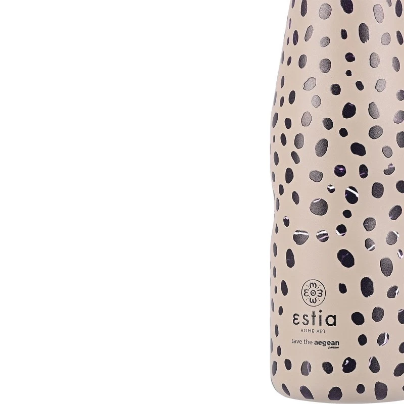 INSULATED BOTTLE TRAVEL FLASK SAVE THE AEGEAN 500ml LEOPARD TAUPE