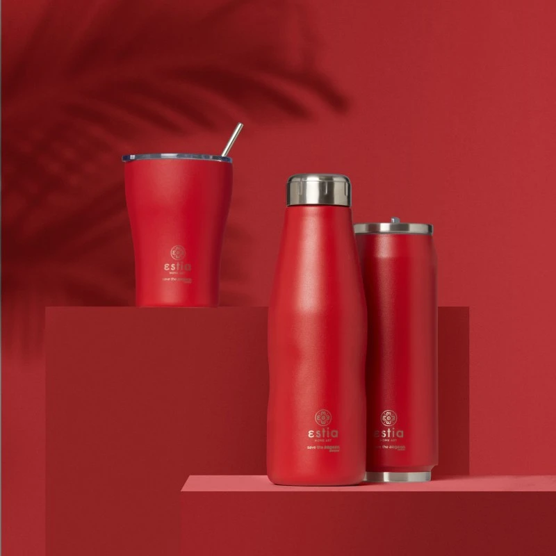 INSULATED COFFEE MUG SAVE THE AEGEAN 350ml SCARLET RED